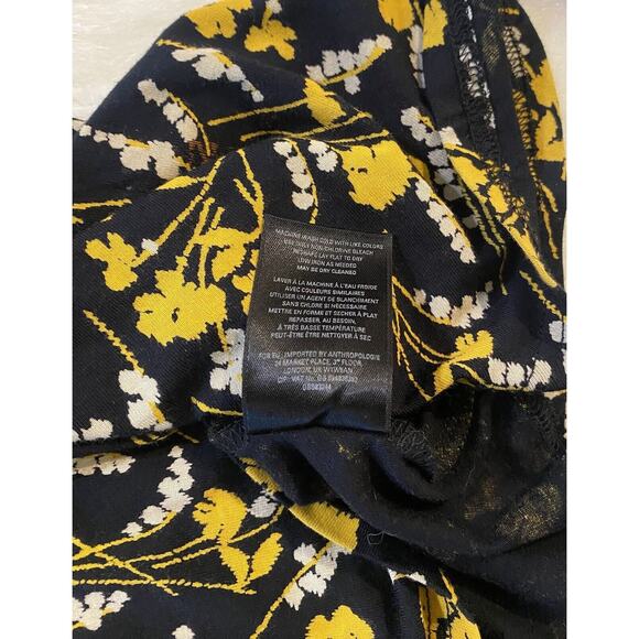 Anthropologie Maeve Black Yellow Floral Summer Breeze Pullover Dress Size SP - Picture 6 of 7